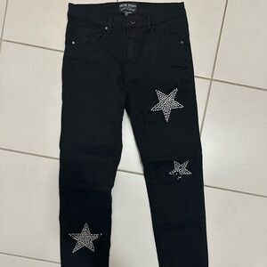 Frank Lyman Design Black Star Studded Skinny Jeans